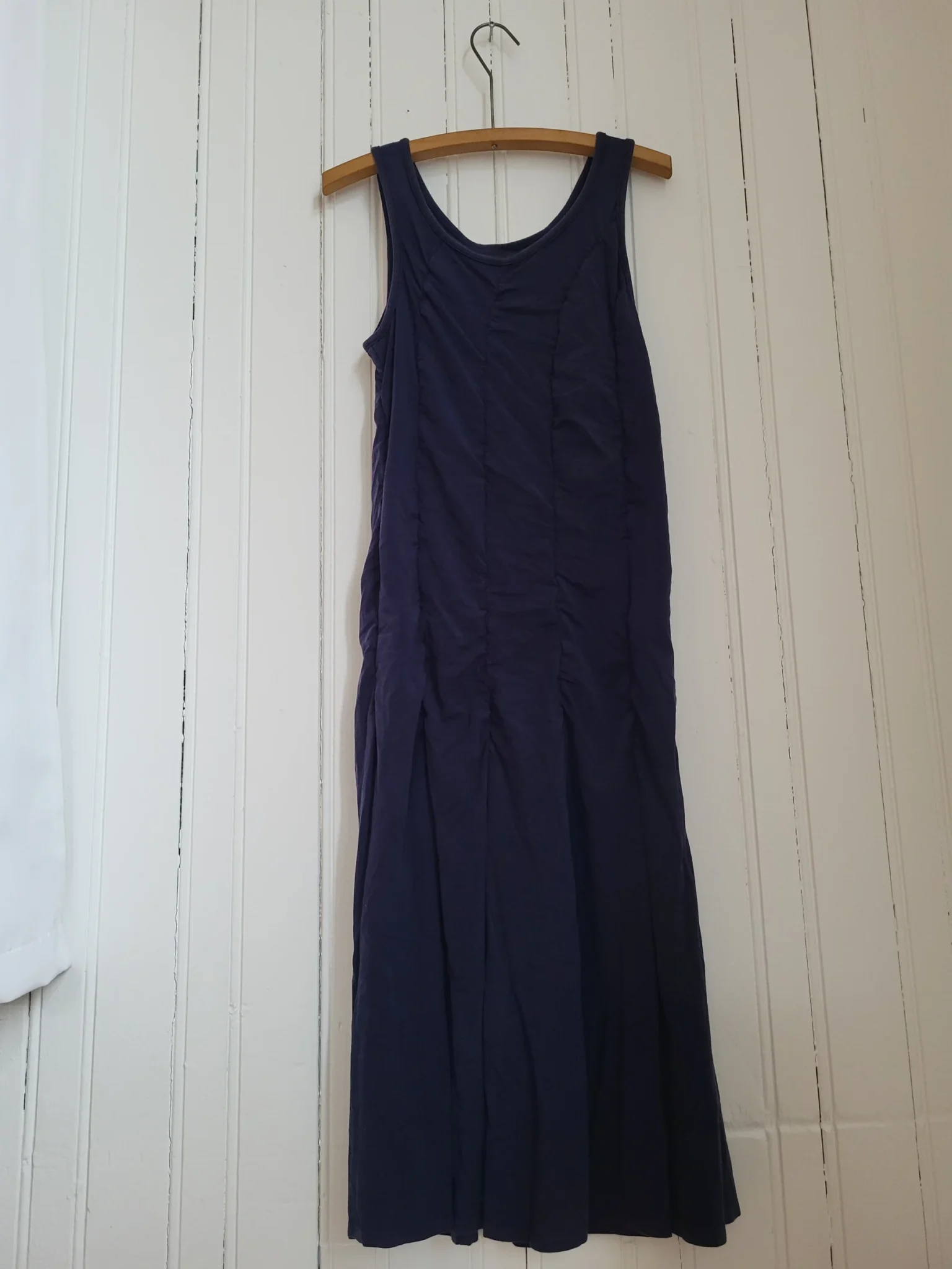 Image for Navy blue sleeveless gathered dress in Tencel/Lyocell, Simons