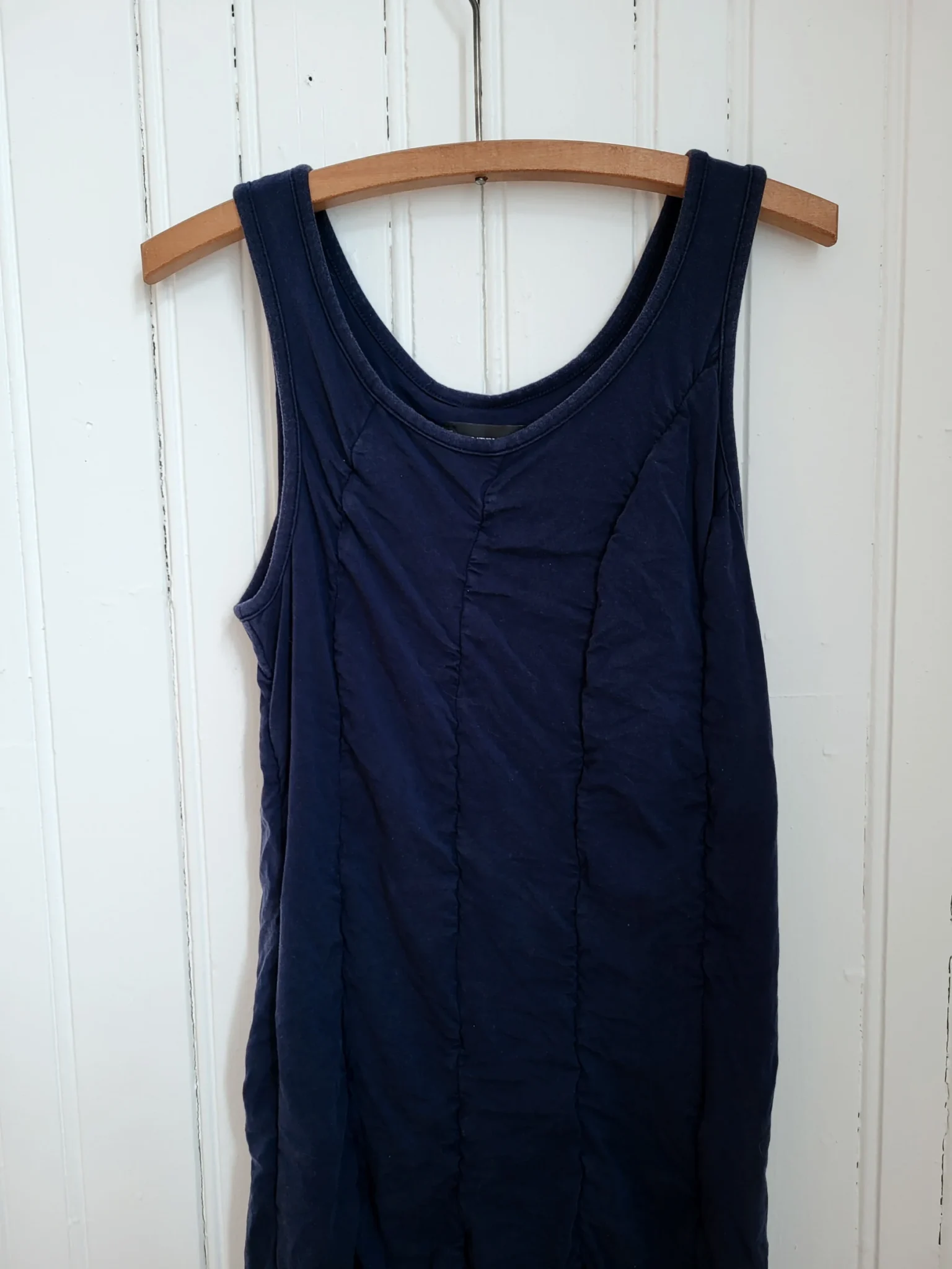 Image for Navy blue sleeveless gathered dress in Tencel/Lyocell, Simons