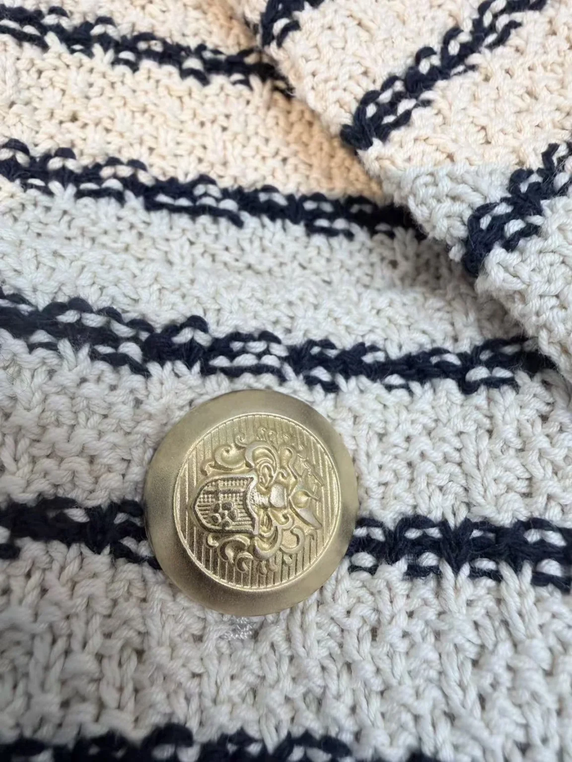 Image for Iris Setlakwe Short Jacket with Pocket in cream with navy stripes