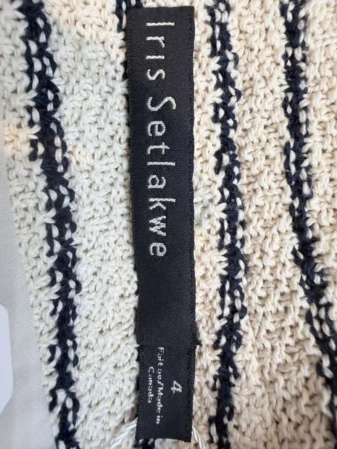Image for Iris Setlakwe Short Jacket with Pocket in cream with navy stripes