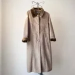 Featured thumbnail for Long Vintage Y2K Khaki Green Coat – Penny Lane Style / Faux Shearling & Fur