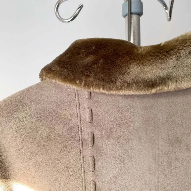 Image for Long Vintage Y2K Khaki Green Coat – Penny Lane Style / Faux Shearling & Fur