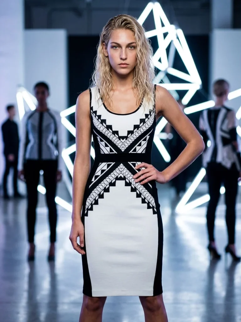 Image for Black and White Joseph Ribkoff Dress, Size 12