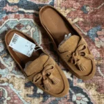 Featured thumbnail for Loafers style mules HM en suède véritable – Cognac – Taille 8 (39)
