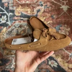 Thumbnail for Loafers style mules HM en suède véritable – Cognac – Taille 8 (39)