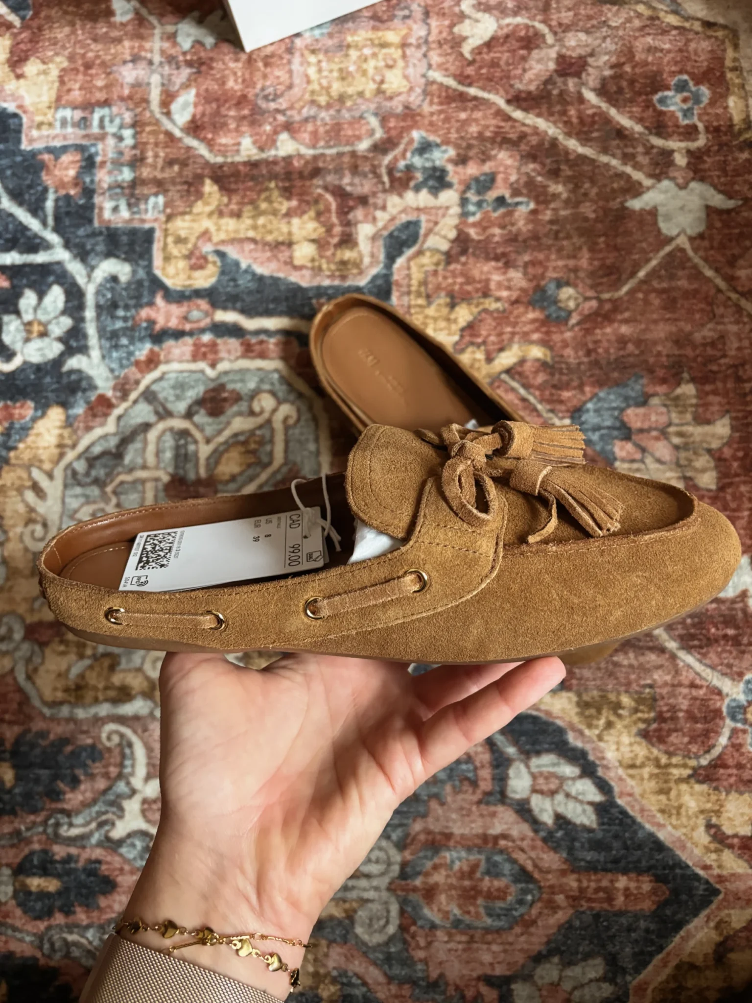 Image for Loafers style mules HM en suède véritable – Cognac – Taille 8 (39)