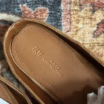 Thumbnail for Loafers style mules HM en suède véritable – Cognac – Taille 8 (39)
