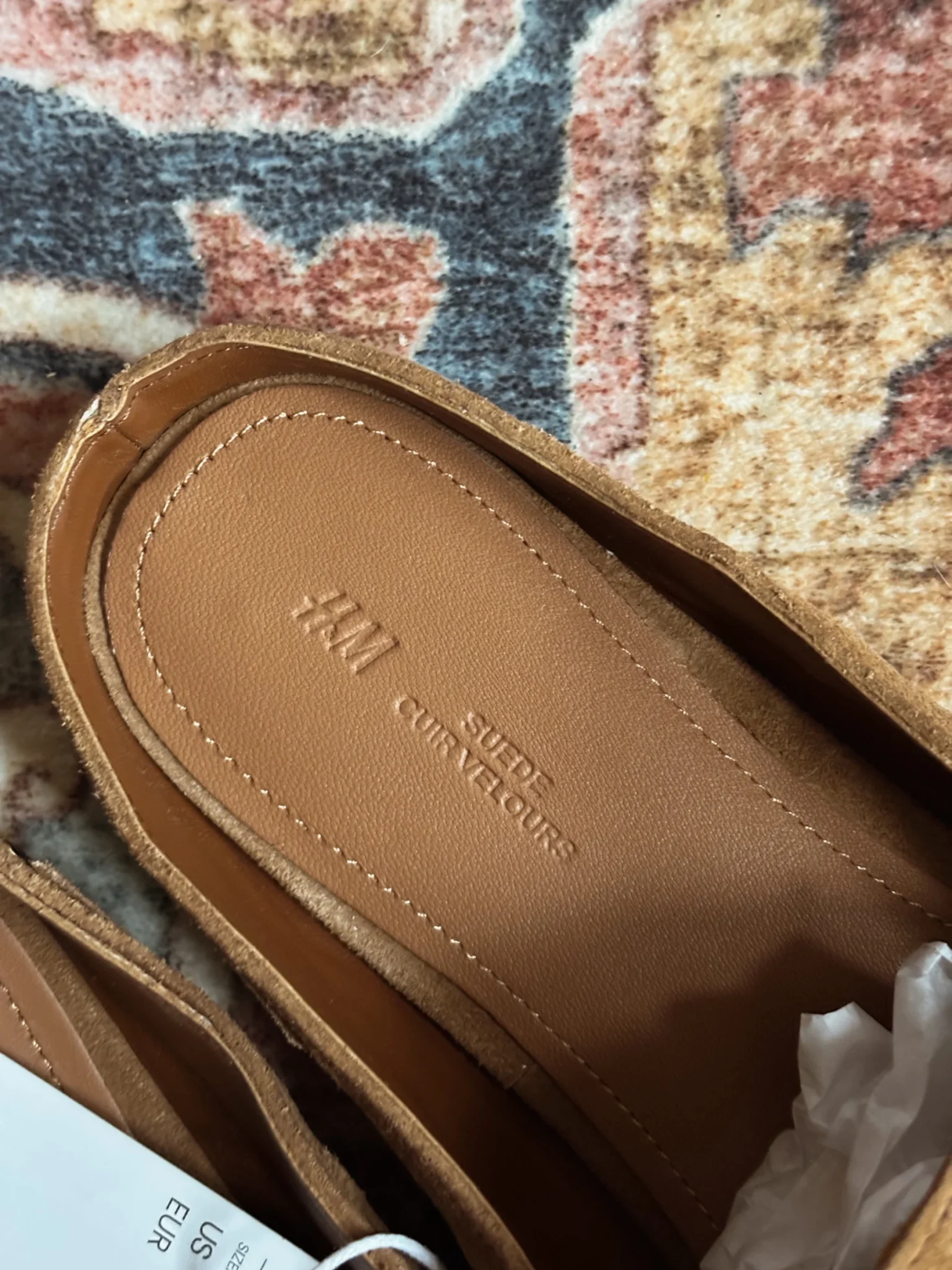 Image for Loafers style mules HM en suède véritable – Cognac – Taille 8 (39)