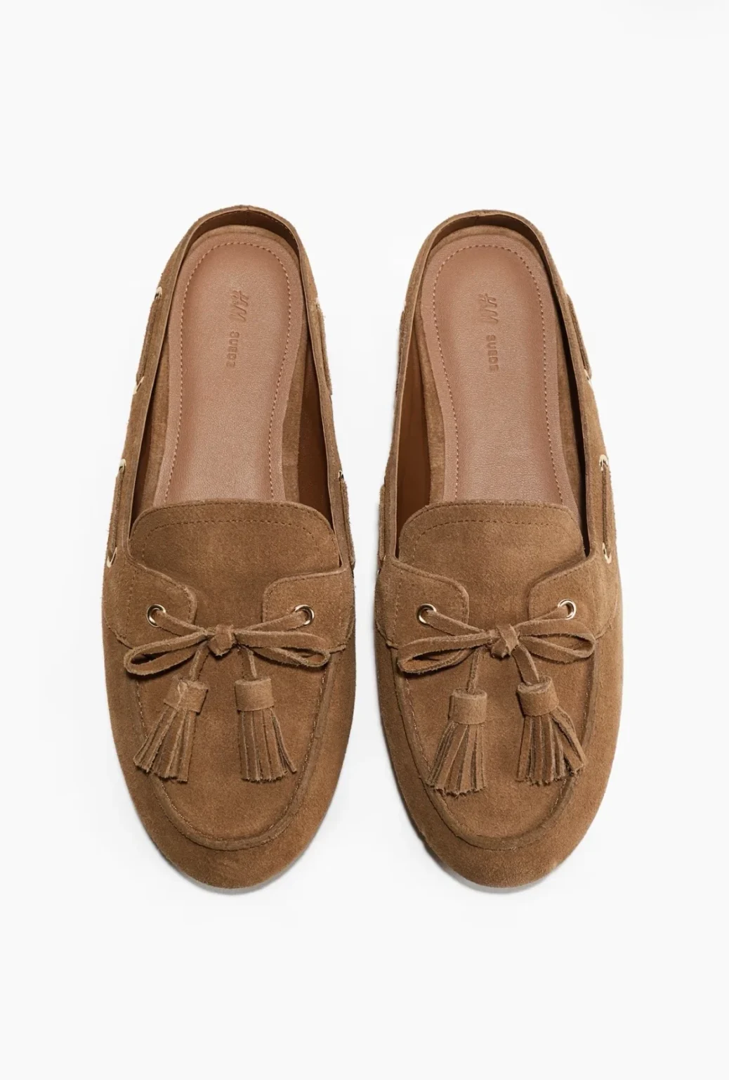 Image for Loafers style mules HM en suède véritable – Cognac – Taille 8 (39)