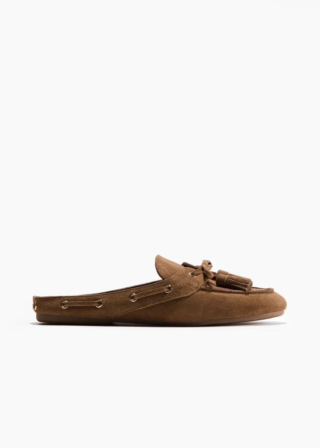 Image for Loafers style mules HM en suède véritable – Cognac – Taille 8 (39)