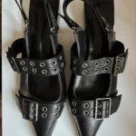 Thumbnail for Chaussures style slingbacks noires à bout pointu