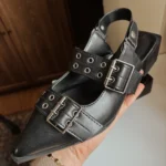 Thumbnail for Chaussures style slingbacks noires à bout pointu