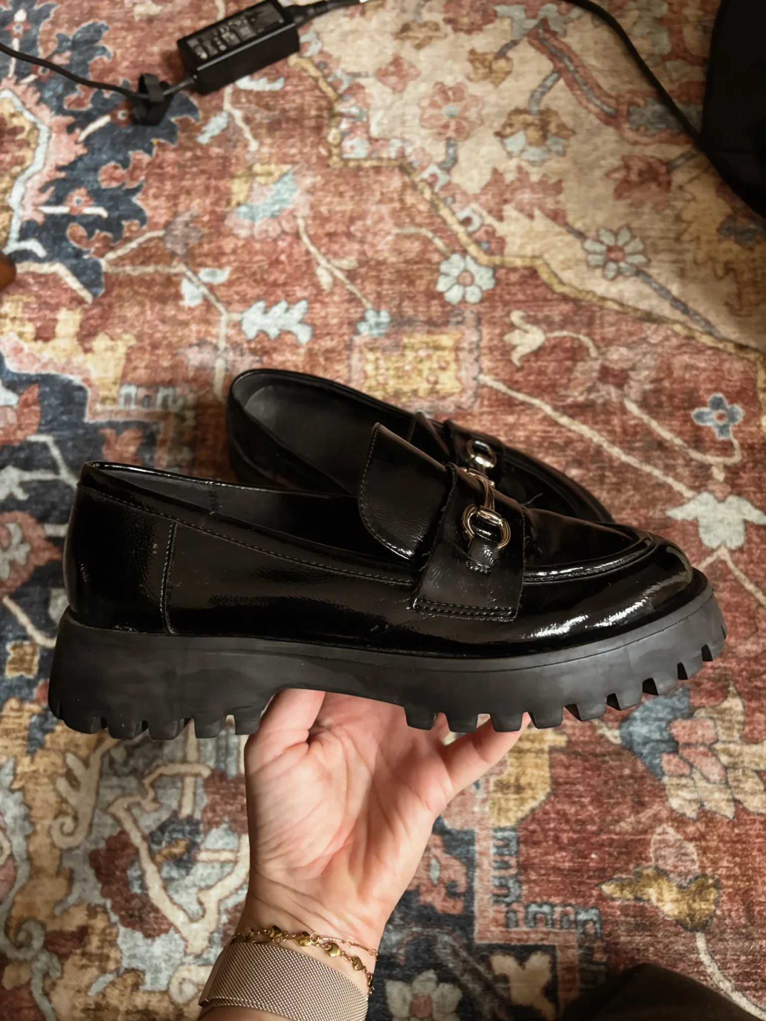 Image for Loafers en faux cuir verni noir - Chaussures Spring - Taille 8,5