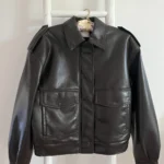 Thumbnail for Aritza vegan leather bomber jacket – Small – Mocha brown