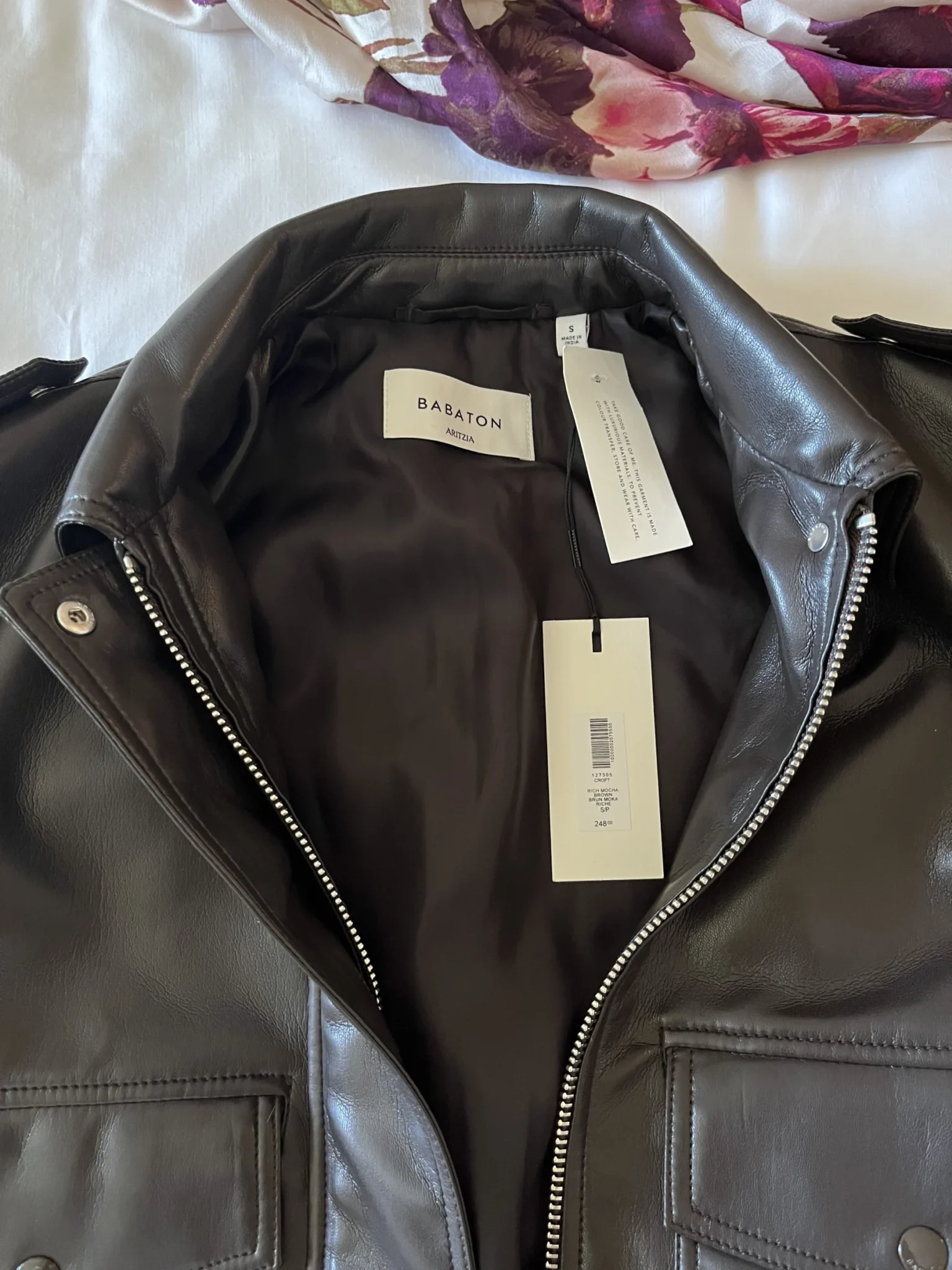 Image for Aritza vegan leather bomber jacket – Small – Mocha brown
