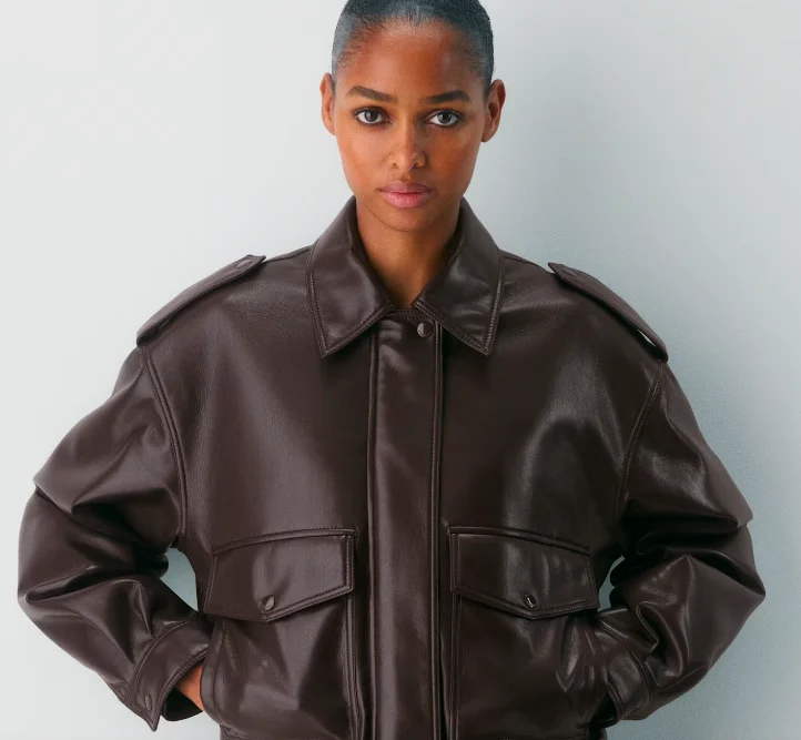 Image for Aritza vegan leather bomber jacket – Small – Mocha brown