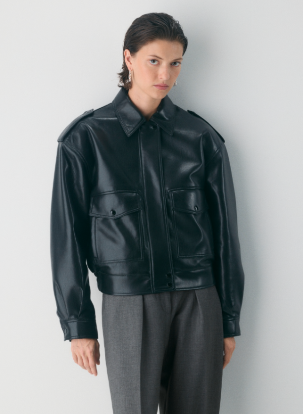 Featured image for Veste aviateur Aritza en cuir vegan - Small - Brun mocha