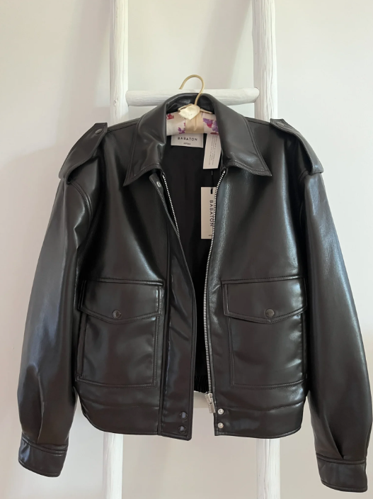 Image for Veste aviateur Aritza en cuir vegan - Small - Brun mocha