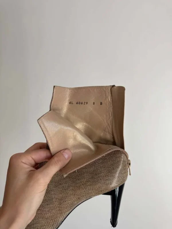 Image for Bottes vintage Y2K beige sable bout carré à fermeture éclair arrière