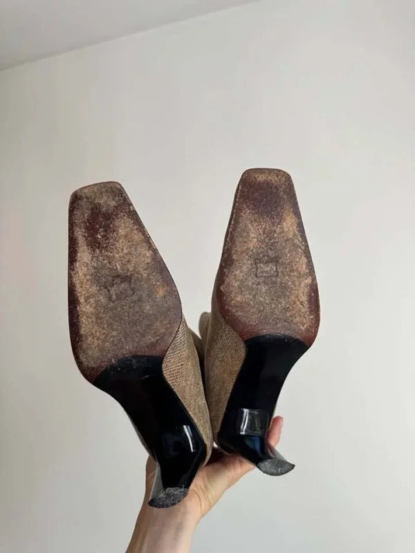Image for Bottes vintage Y2K beige sable bout carré à fermeture éclair arrière