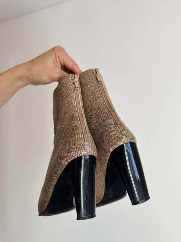 Image for Bottes vintage Y2K beige sable bout carré à fermeture éclair arrière