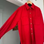 Thumbnail for Redstone vintage Y2K oversized red wool-blend overshirt