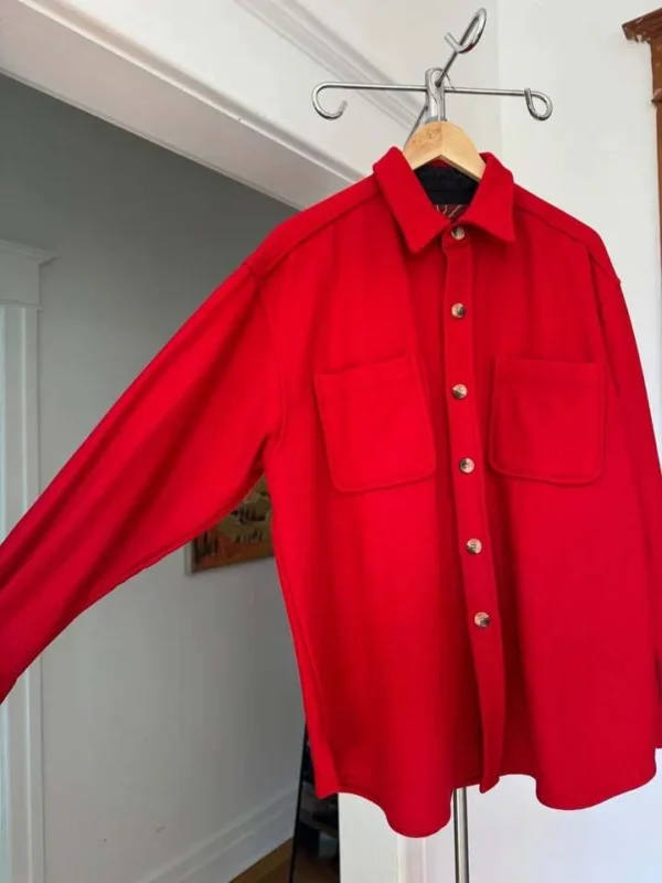 Image for Redstone vintage Y2K oversized red wool-blend overshirt
