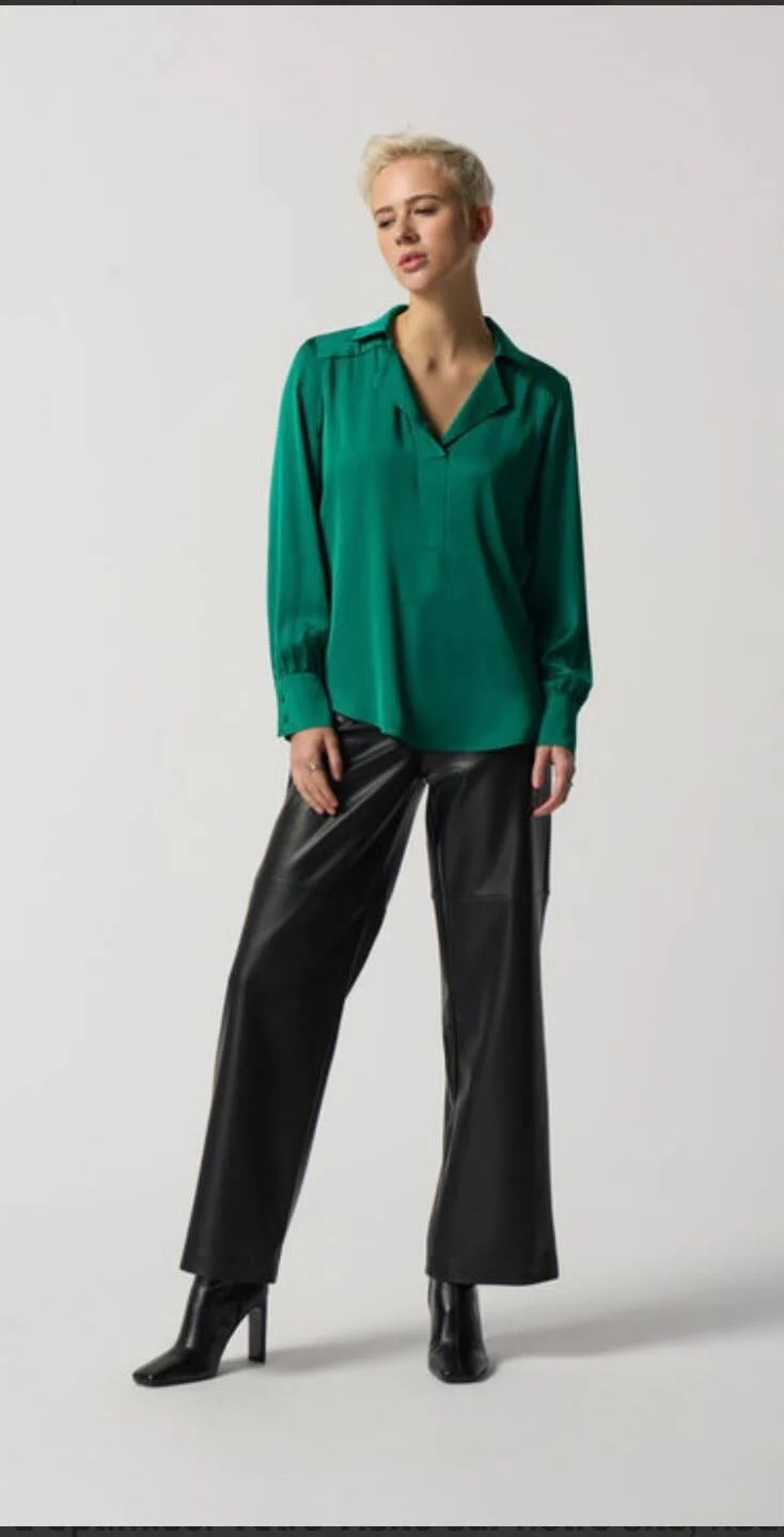 Joseph Ribkoff Notched Collar Satin Blouse, Green Frank Lyman seconde main