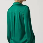 Thumbnail for Joseph Ribkoff Notched Collar Satin Blouse, Green