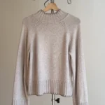 Thumbnail for Chandail en tricot à col montant côtelé beige Gap