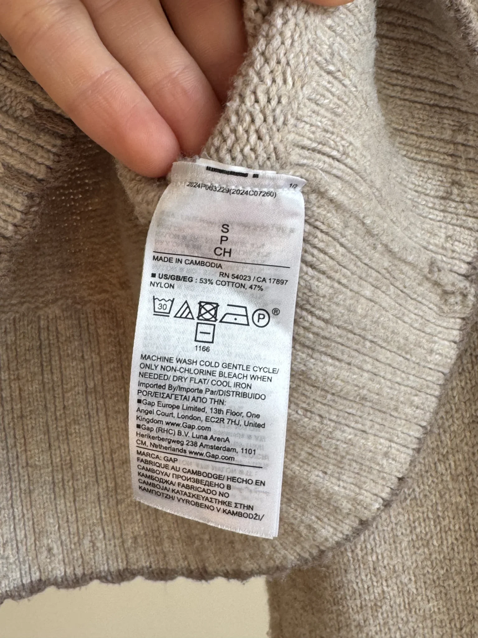 Image for Chandail en tricot à col montant côtelé beige Gap