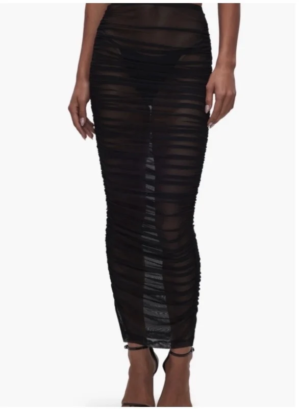 Image for Good American Sheer Mesh Ruched Skirt