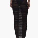 Thumbnail for Good American Sheer Mesh Ruched Skirt
