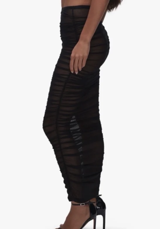 Image for Good American Sheer Mesh Ruched Skirt