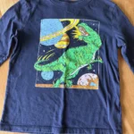 Thumbnail for Navy blue long-sleeved dinosaur top