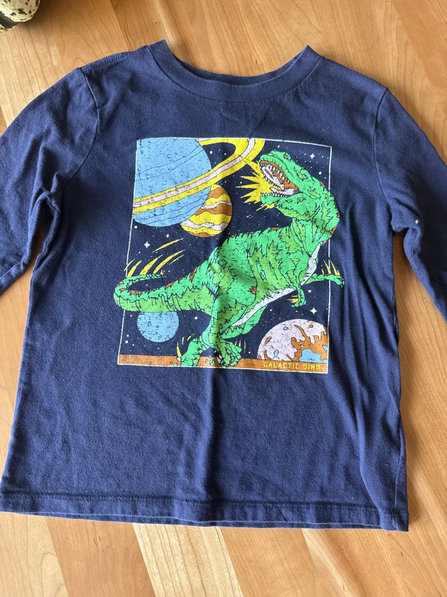 Image for Navy blue long-sleeved dinosaur top