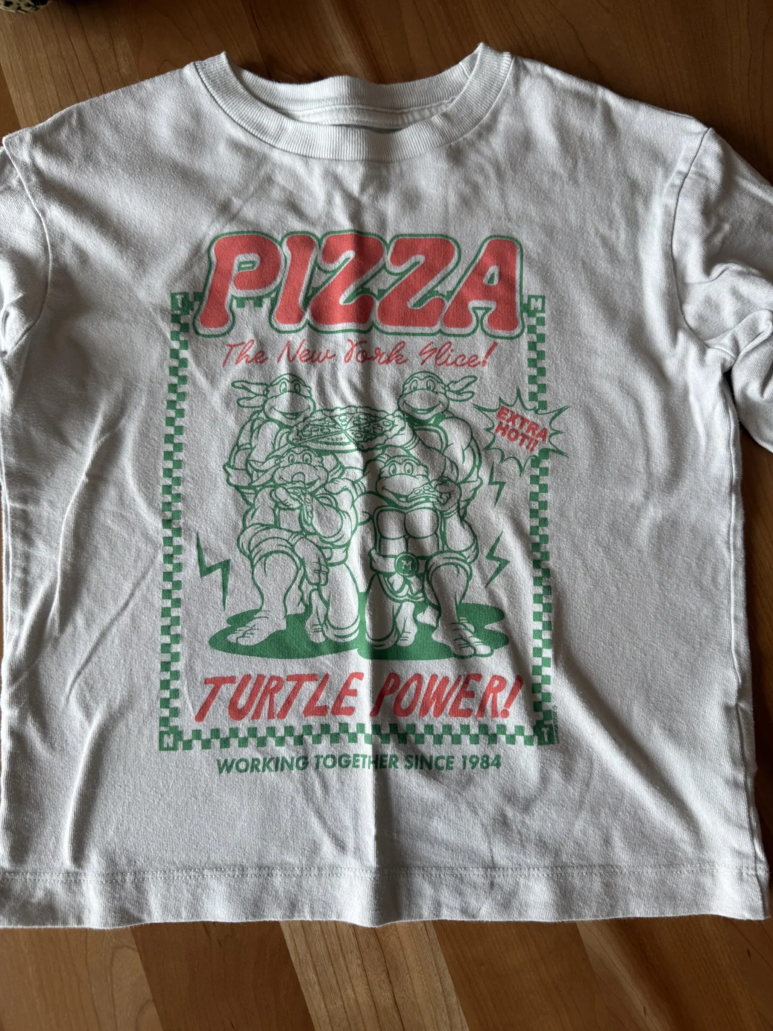 Image for White long-sleeved Pizza Ninja Turtles T-shirt