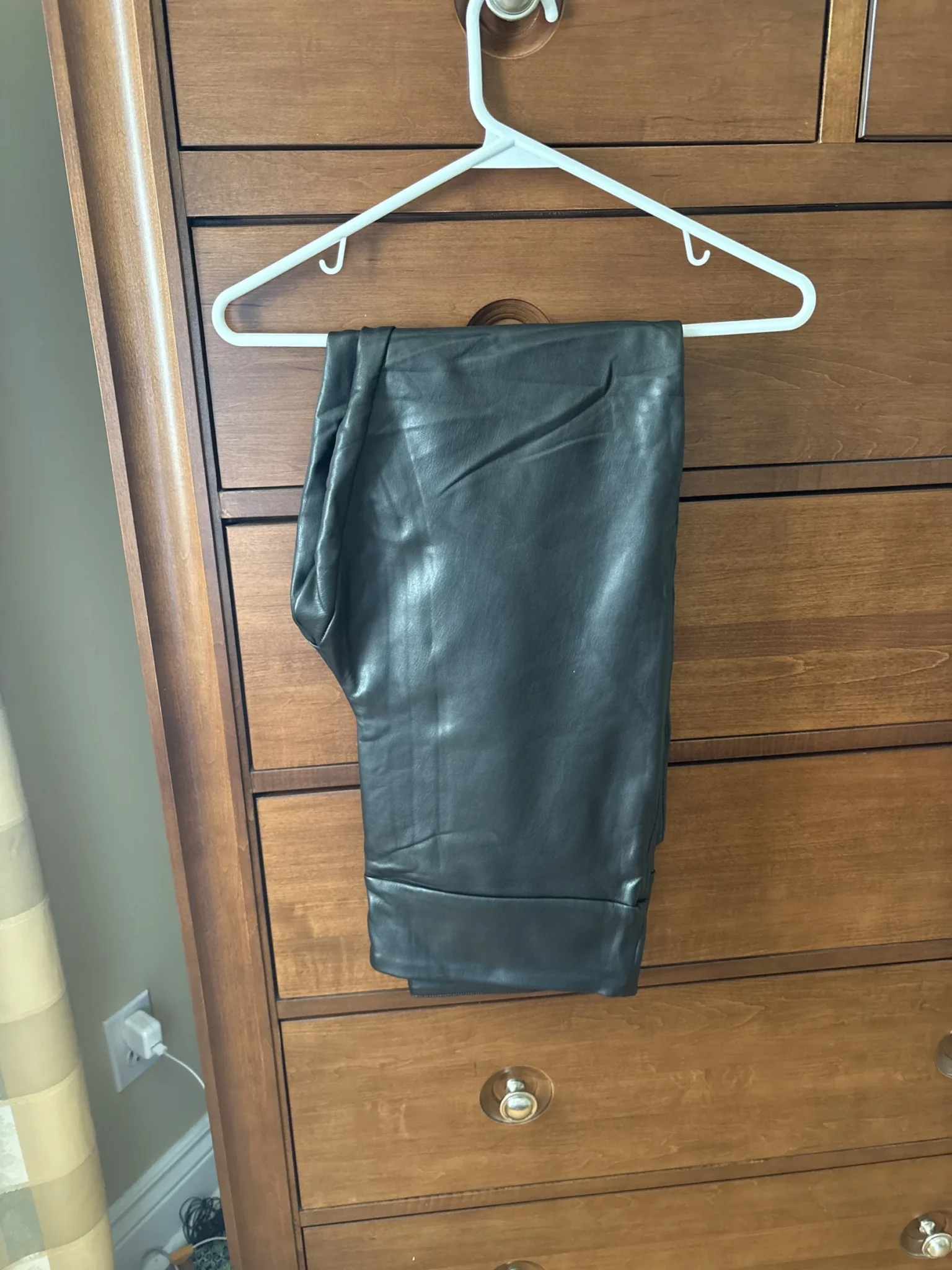Image for Faux leather trousers
