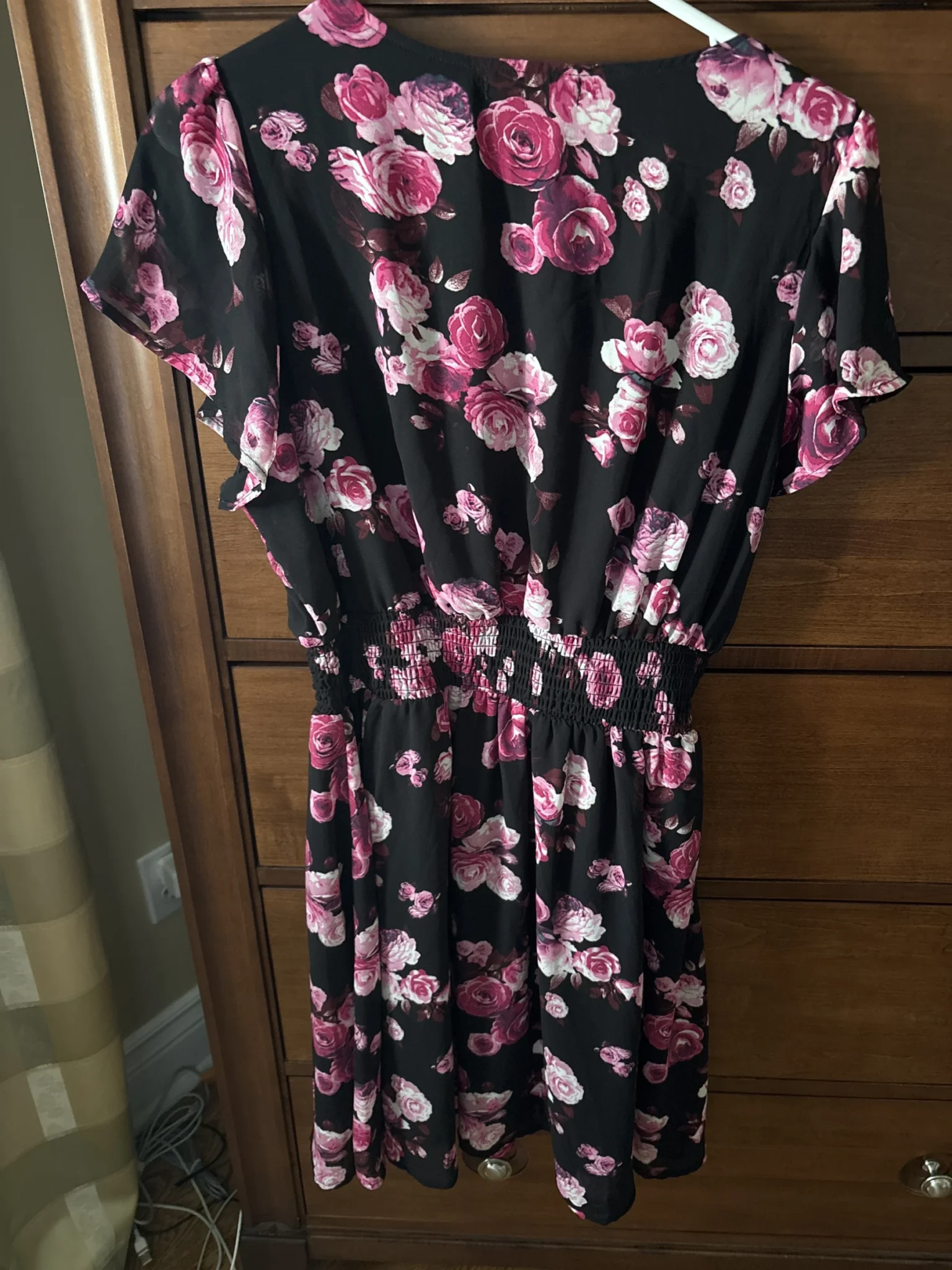 Image for Black dress with pink flowers