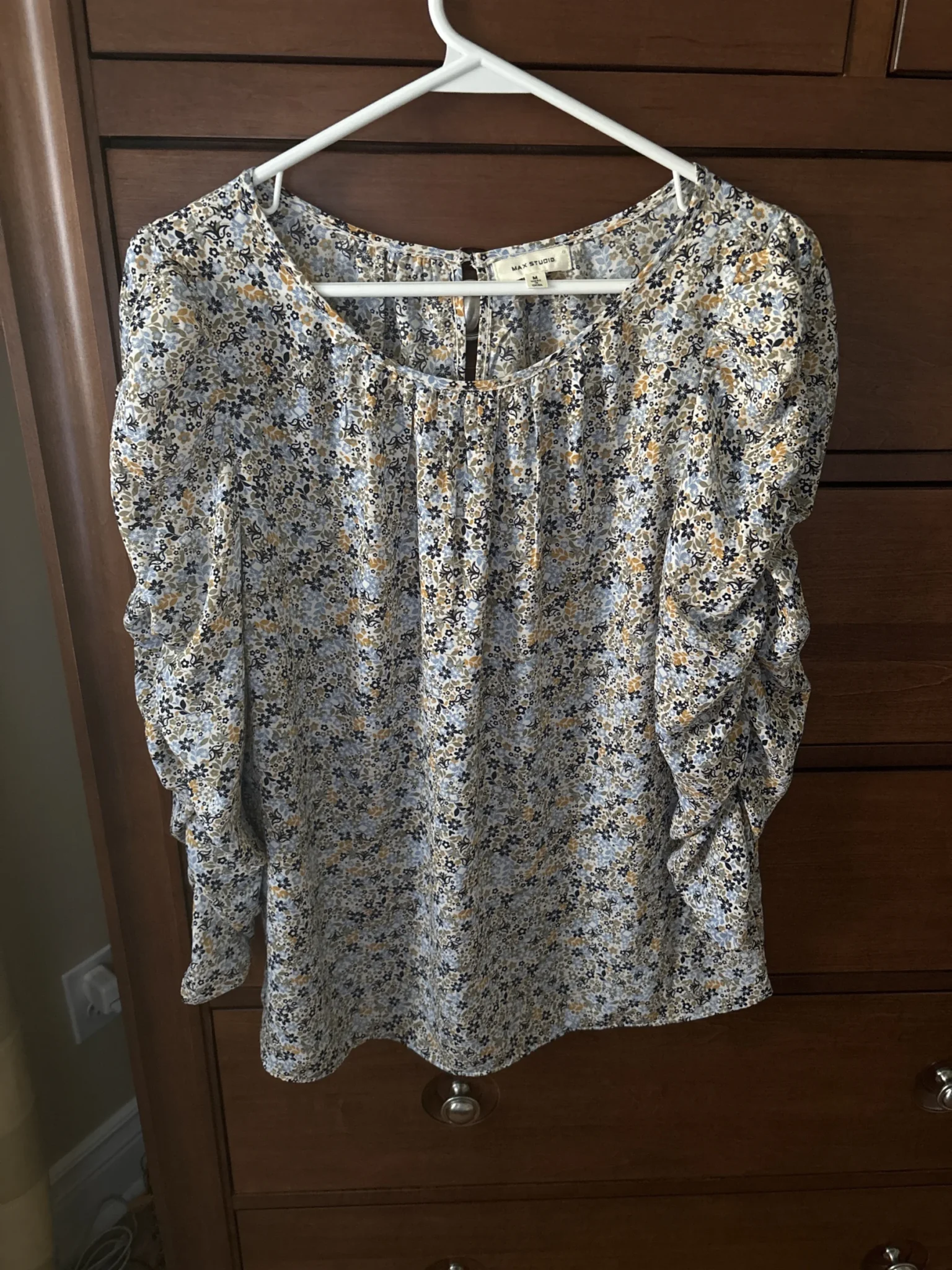 Featured image for Blue, yellow and green floral blouse