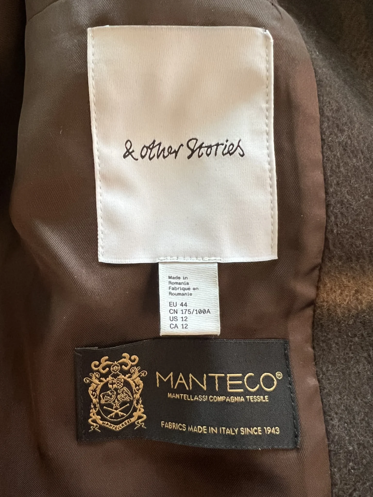 Image for Wool brown coat fabric made in Italy