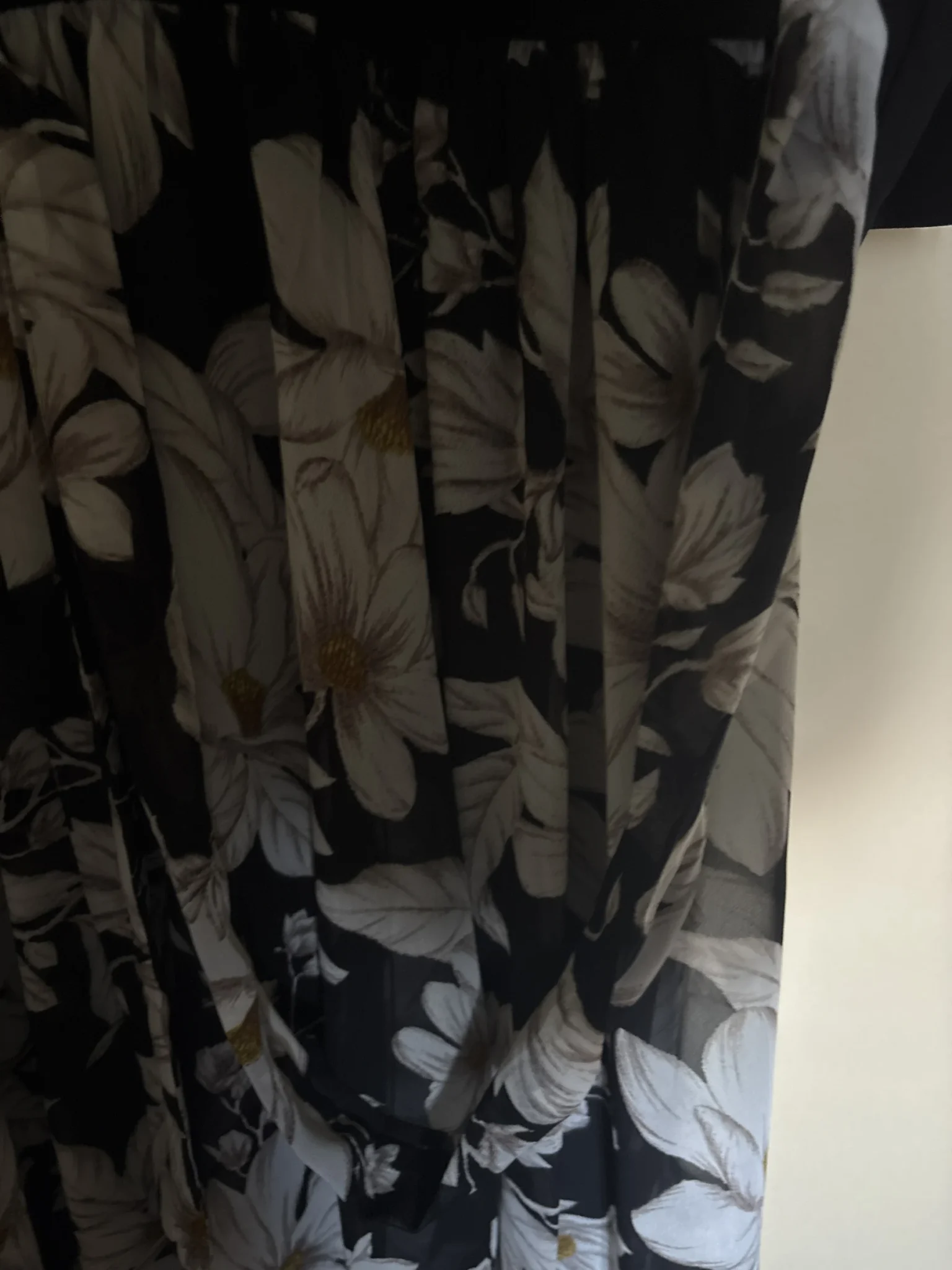 Image for Long black dress with a floral pattern