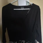 Thumbnail for Long black dress with a floral pattern
