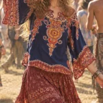 Featured thumbnail for Authentic 70s Vintage Boho Navy blue Dashiki Tunic hippie