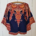 Thumbnail for Authentic 70s Vintage Boho Navy blue Dashiki Tunic hippie