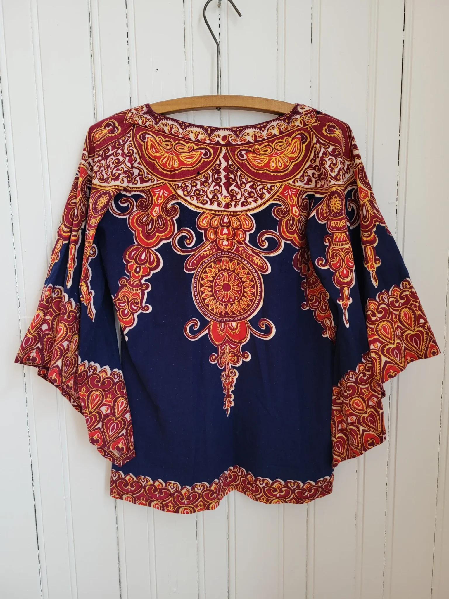 Image for Authentic 70s Vintage Boho Navy blue Dashiki Tunic hippie