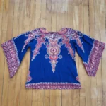 Thumbnail for Authentic 70s Vintage Boho Navy blue Dashiki Tunic hippie