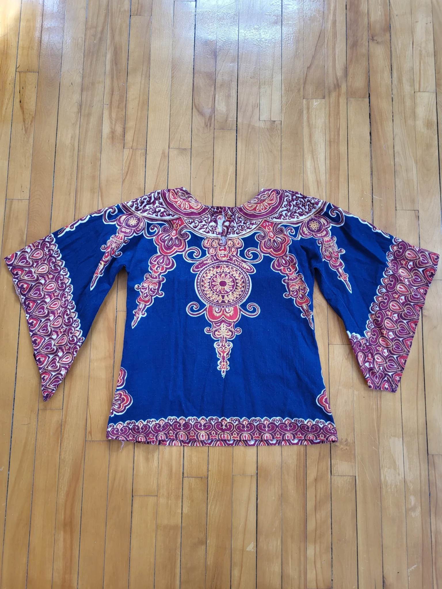 Image for Authentic 70s Vintage Boho Navy blue Dashiki Tunic hippie