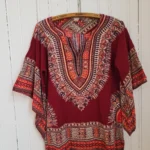 Thumbnail for Authentic 70s Vintage Boho Burgundy Dashiki Tunic hippie