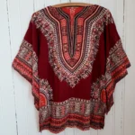 Thumbnail for Authentic 70s Vintage Boho Burgundy Dashiki Tunic hippie